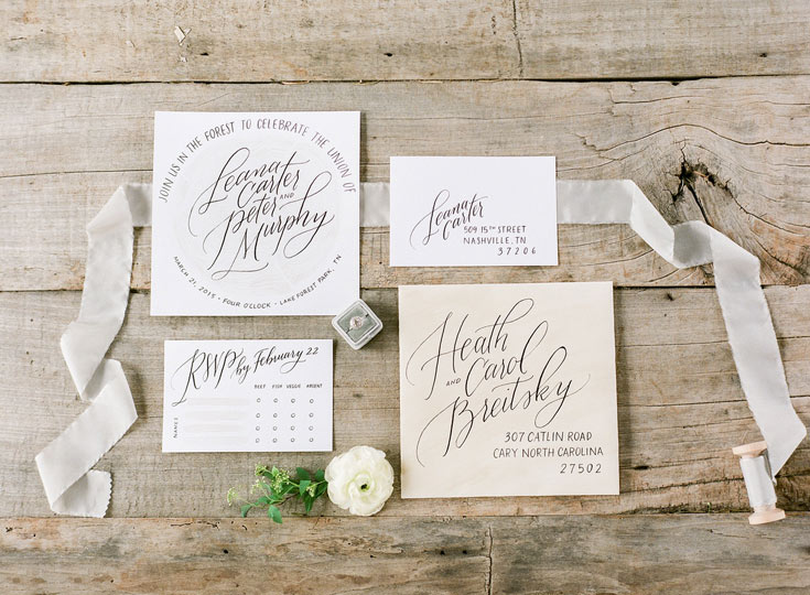 Calligraphy invitation by Taryn Eklund Ink | A Vintage Affair Events | Connie Whitlock Photography