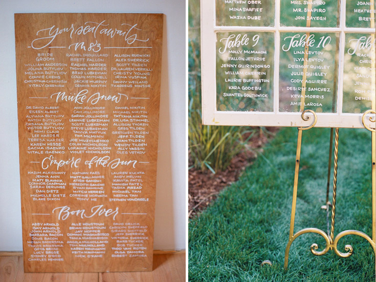 Hand lettered seating chart scrolls by Taryn Eklund Ink | A Vintage Affair Events | Connie Whitlock Photography