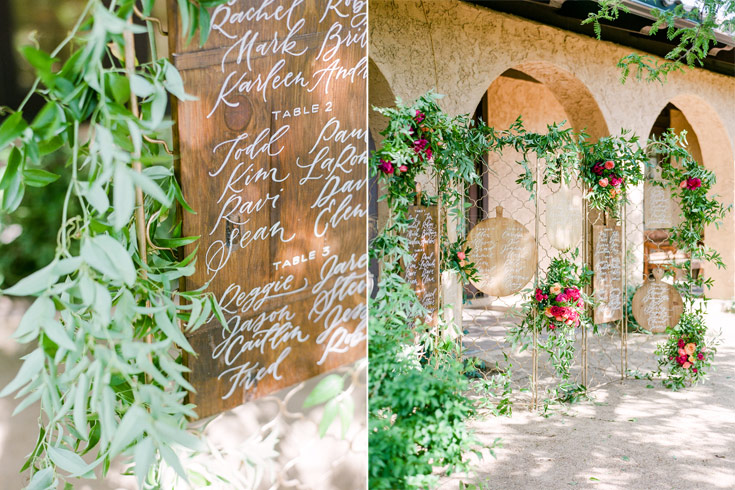 Vintage cutting board seating chart wall | Taryn Eklund Ink | A Vintage Affair Events | Connie Whitlock Photography