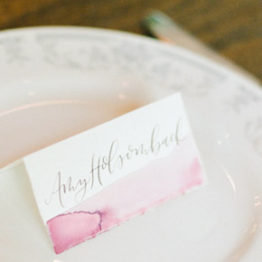 Watercolor placecards | Taryn Eklund Ink | Connie Whitlock Photography